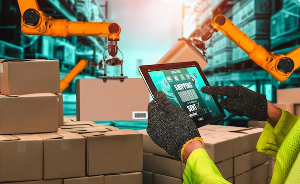 Inteligentne systemy ramion robotów w magazynie i fabryce