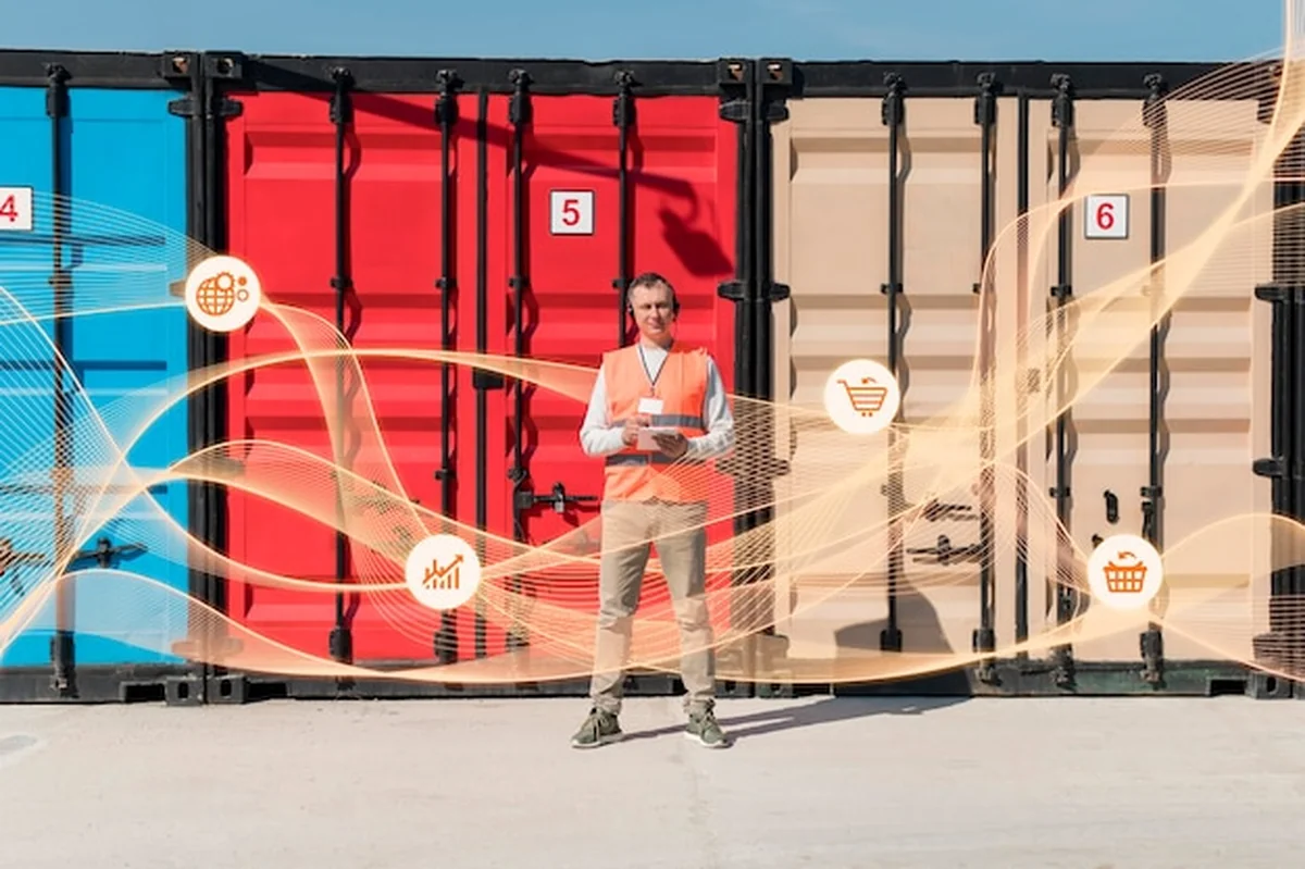 Kompozycja z hologramem do logistyki i transportu biznesowego